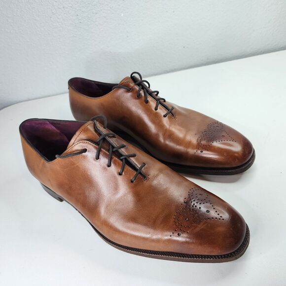 Rare Ralph Lauren Purple Label Wholecut Oxford Shoes 9.5 Brown Made in England - Picture 3 of 16